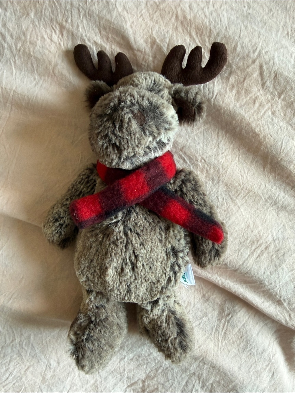 Rare Retired Jellycat Bashful Marty Moose Indigo Holiday Exclusive Red Plaid Sca